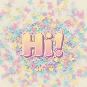 Hi! greeting image with many small butterflies.
