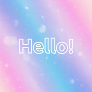 Hello! greeting image with delicate shades of pink and blue.