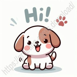 Hi! greeting image with a puppy.