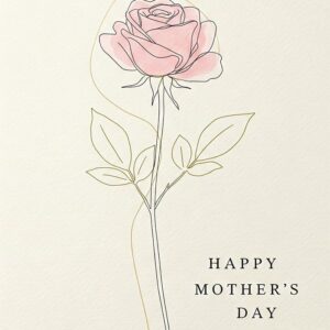 Happy Mother's Day light beige greeting card with rose.