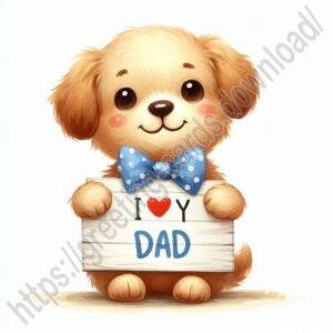 I love you dad greeting card with dog, puppy.