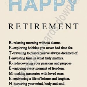 Happy Retirement greeting card describing the benefits of retirement.