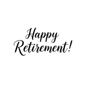 Happy Retirement simple black and white greeting card.