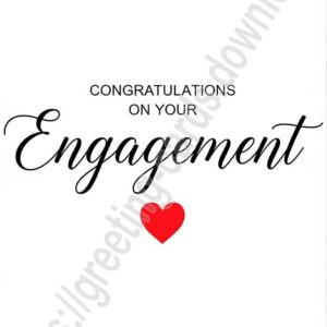Congratulations On Your Engagement. White laconic greeting card with heart.