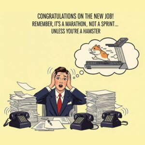 New Job greeting card. Remember, it's a marathon, not a sprint ... Unless you're a hamster.