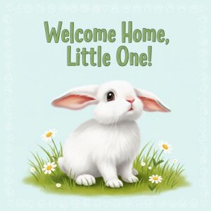 New Pet greeting card with rabbit.