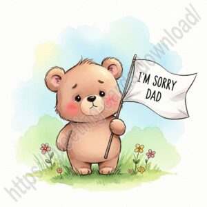 I'm sorry dad. Greeting card with little bear.