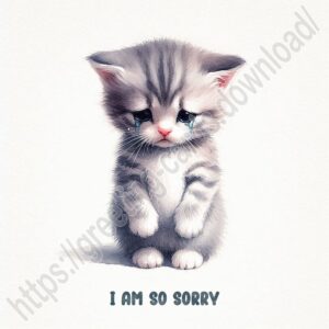 I am so sorry. Greeting card with cat, kitten.