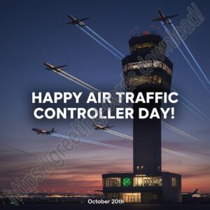 Happy Air Traffic Controller's Day! October 20th. Greeting card.
