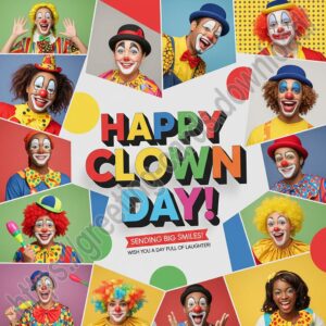 Happy Clown Day! Sending big smiles! Greeting card.