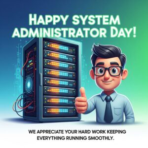 Happy System Administrator's Day! We appreciate your hard work. Greeting card.