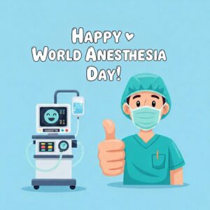 Happy World Anesthesia Day greeting card.