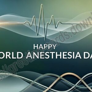 Happy World Anesthesia Day green greeting card.