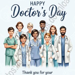Happy Doctor's Day. Thank you for your dedication and care. Greeting card.