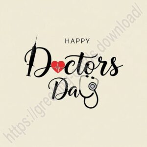 Happy Doctor's Day. Greeting card with lettering.