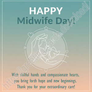 Happy Midwife Day! A soft turquoise greeting card.