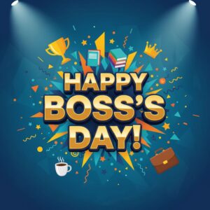 Happy Boss's Day! Blue greeting card.