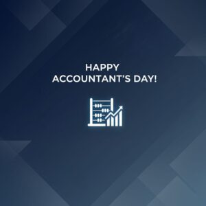 Happy Accountant's Day! Dark blue greeting card.
