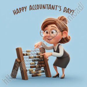 Happy Accountant's Day! Greeting card with abacus.