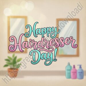 Happy Hairdresser Day! Greeting card with lettering.