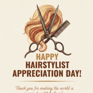 Happy Hairstylist Appreciation Day! Vintage greeting card.