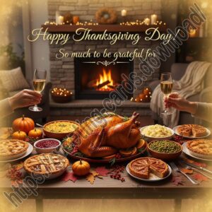 Elegant Happy Thanksgiving Greeting Card for Instant Download.
