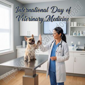 International Day of Veterinary Medicine greeting card.