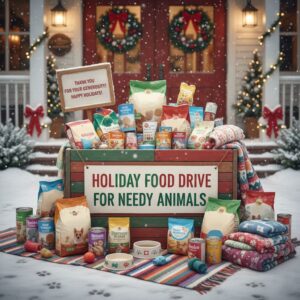 Holiday Food Drive for Needy Animals Day greeting card