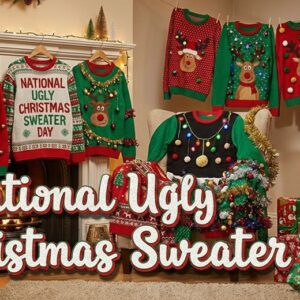 National Ugly Christmas Sweater Day greeting card