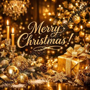 Merry Christmas! Golden Greeting Card