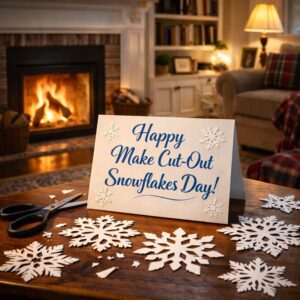 Happy Make Cut-Out Snowflakes Day greeting card