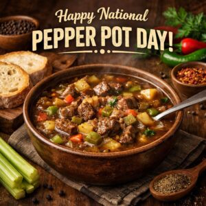 Happy National Pepper Pot Day greeting card