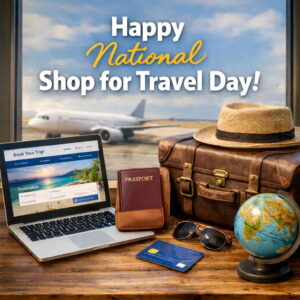 Happy National Shop for Travel Day greeting card