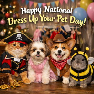 Happy National Dress Up Your Pet Day greeting card