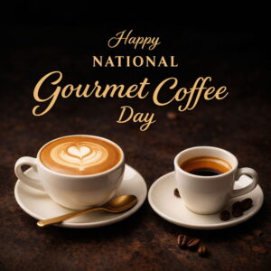 Happy National Gourmet Coffee Day greeting card