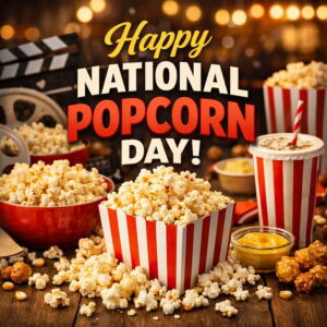 Happy National Popcorn Day greeting card