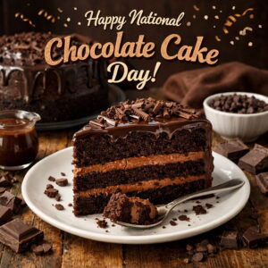 Happy National Chocolate Cake Day greeting card