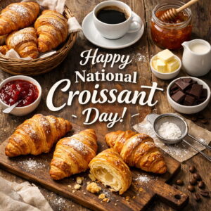 Happy National Croissant Day greeting card