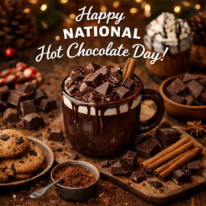 Happy National Hot Chocolate Day greeting card