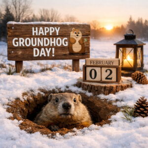 Happy Groundhog Day greeting card