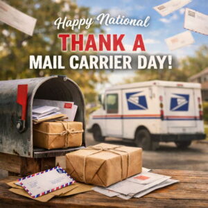 Happy National Thank a Mail Carrier Day greeting card