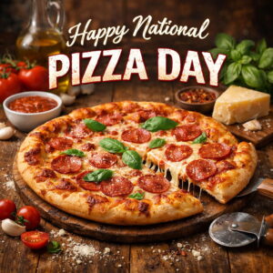 Happy National Pizza Day greeting card