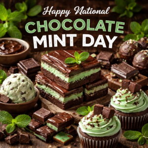 Happy National Chocolate Mint Day greeting card