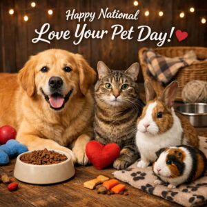 Happy National Love Your Pet Day greeting card