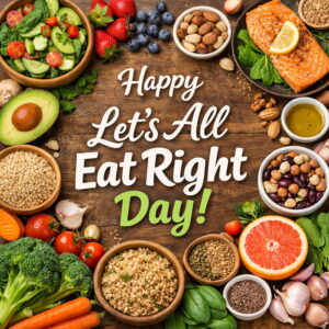 Happy Let's All Eat Right Day greeting card