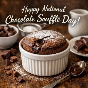 Happy National Chocolate Soufflé Day greeting card