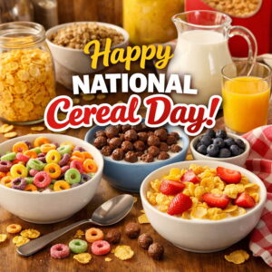 Happy National Cereal Day greeting card