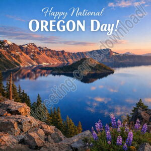 Happy National Oregon Day greeting card