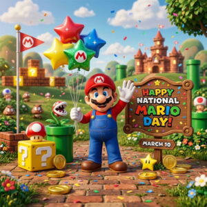 Happy National Mario Day greeting card