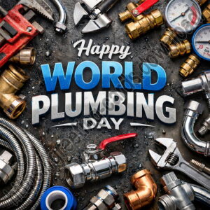 Happy World Plumbing Day greeting card
